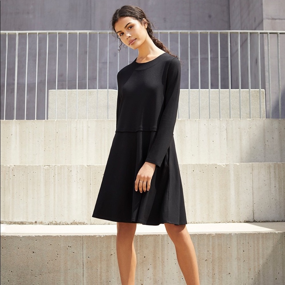 Cuyana Black Ponte Long Sleeve Dress Size Medium